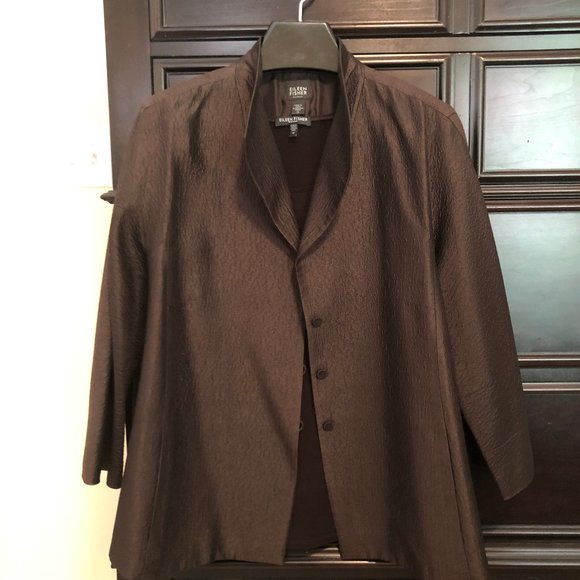 Eileen Fisher Jackets & Blazers - Brown silk Eileen Fisher jacket/shell set